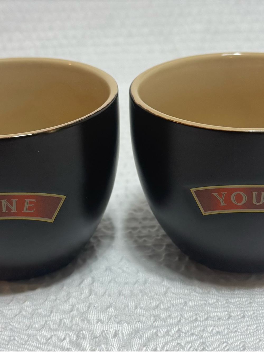 Vintage baileys Irish Black matte and Beige Ceramic Cups - Set of 2